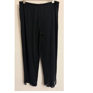 Natori Womens Black Modal Lace Trim Cropped Lounge Pajama Pants Large RN 89782